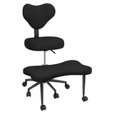 Yogastuhl, Meditationsstuhl mit Rückenlehne, Bürostuhl mit Kreuzbeinen und Rollen, Kniestuhl mit Kreuzbeinen für Yoga zu Hause, höhenverstellba... - Schwarz
