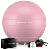 EliteAthlete EliteAthlete® Gymnastikball Sitzball Büro ergonomisch mit Anti Burst System - Fitness Yoga Schwangerschaft - Schwangerschaftsball Fitnessball Yogaball - Yoga Ball inkl. Luftpumpe - Peach 55cm