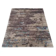 Musterring Teppich MUSTERRING "ANGELES PILANO", blau (braun, beige, blau), B:200cm H:10mm L:300cm, Viskose, Teppiche, Teppich, exlcusive MUSTERRING DELUXE COLLECTION, Bambus-Viskose feine Knüpfung