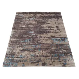 Musterring Teppich MUSTERRING "ANGELES PILANO", blau (braun, beige, blau), B:200cm H:10mm L:300cm, Viskose, Teppiche, Teppich, exlcusive MUSTERRING DELUXE COLLECTION, Bambus-Viskose feine Knüpfung