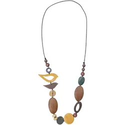 Lange Kette "Birds", Damen, Gr. one size, Holz, braun, COLLEZIONE ALESSANDRO, Basic, Halsketten, aus Holzperlen in verschiedenen Farben und Formen