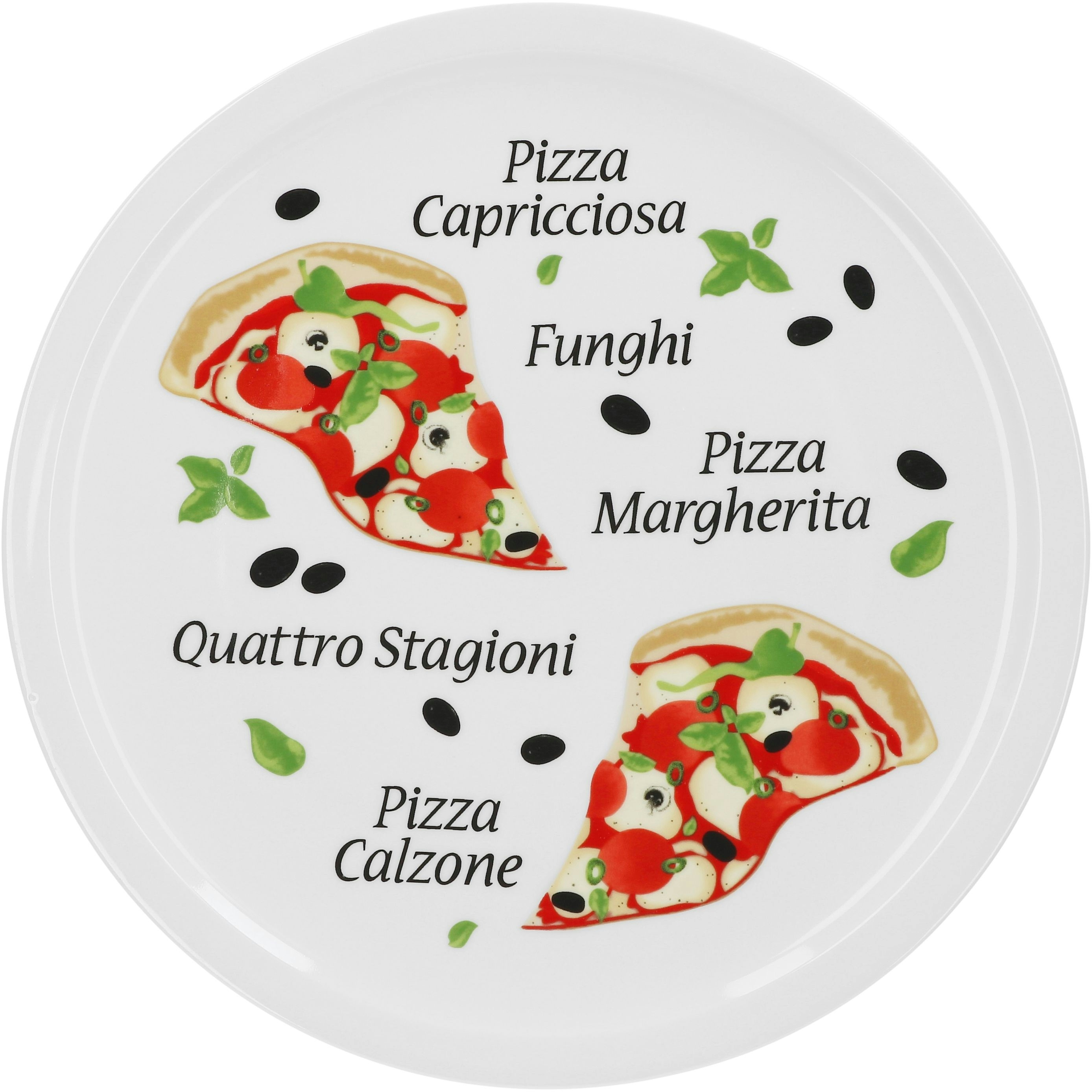 Pizzateller Margherita groß - 30,5cm Porzellan Teller mit schönem Motiv - für Pizza / Pasta, den `großen Hunger` oder zum Anrichten geeignet