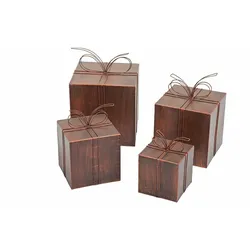 4er Set Metall-Deko Geschenkpakete Rost-Optik