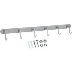 Intirilife Edelstahl Garderobenleiste Modell C - 6 Haken - 46 x 5.5 cm - Kleiderhaken Garderobe Hakenleiste in 5 verschiedenen Designs