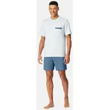 SCHIESSER Pyjama Comfort Nachtwäsche Blau 56