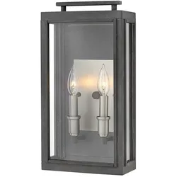 Licht-Erlebnisse Wandleuchte TROWBRIDGE Zink Antik, Transparent, Nickel Antik, Aluminium, Glas, 2x E14 bis 60W LE117779