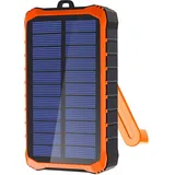 4smarts Prepper Solar Powerbank 12000 mAh Li-Ion Schwarz, Orange LED Taschenlampe, Outdoor