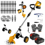 WingFly Akku Rasentrimmer für Makita-Akkus mit Mit 2X 2.0AH Akkus, Elektrischer Motorsense Mit Teleskopgriff und Winkelverstellung, Rasenkantenschneider für Rasen Garten Beschneiden