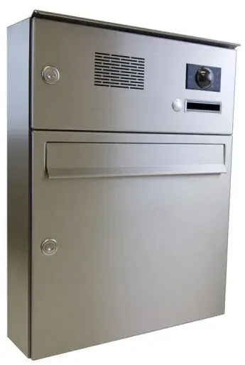 A-01 Edelstahl Aufputz Briefkasten mit Klingel, Sprechanlage & Kamera