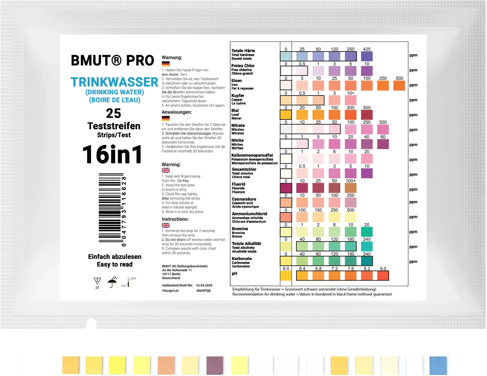 Bmut Trinkwassertest 16in1 25 St