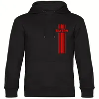 multifanshop Kapuzen Sweatshirt - Bayern - Streifen - Druck rot - Hoodie