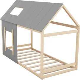 Flieks Hausbett mit Rausfallschutz 90 x 200 cm natur