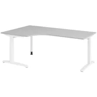 Bümö Schreibtisch Grau, Weiß, Nachbildung, Rechteckig, 200x74x120 cm, FSC