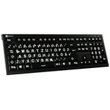 Logickeyboard XL-Print Kabelgebunden Tastatur Deutsch, QWERTZ Schwarz Multimediatasten, USB-Hub, Ger