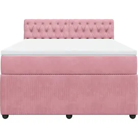 vidaXL Boxspringbett mit Matratze Rosa 140x200 cm Samt