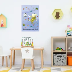 LuckyLinde Wanddekoobjekt »Der kleine Tiger mit Fußball - Gemeinsam stark«, (1 St.), Exklusive JANOSCH Kindermotive, Stahlschild LuckyLinde bunt