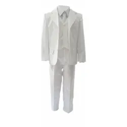 Anzug FAMILY TRENDS, Herren, Gr. 104, EURO-Größen, weiß, 100% Polyester, unifarben, elegant, Anzüge, im 5-teiligen Set im eleganten Look