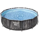 BESTWAY Steel Pro Max Frame Pool Set 366 x 100 cm holzoptik inkl. Filterpumpe