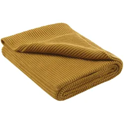 wometo eco Kuscheldecke Strick 140x190 gelb - 60% GRS zertifiziertes recyceltes Material & OEKO-TEX Strickdecke Kuscheldecke
