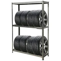 RAMROXX Reifenregal Stahl 180x120x40cm Silberfarben