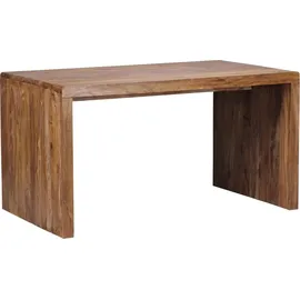 KADIMA DESIGN Schreibtisch TEKO: Massivholz Sheesham, Stauraum, abgerundete Ecken, stabil. Braun, 140x80x76 cm