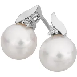 Orolino Ohrringe 585/- Gold Süßwasserzuchtperle weiß 0,02ct Silbergrau Damen 