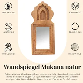 Marrakesch Orient & Mediterran Interior 2er Set Wandspiegel Mukana Natur H 22cm × B 10cm × T 3cm - Boho