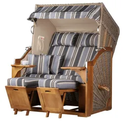 Mr. Deko Strandkorb Komplettset - bene living - Schleswig Pinie - PE mokka - Modell 555
