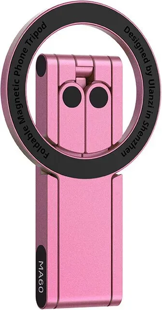 ULANZI MA60 Magnetisches Handy-Stativ für kompatibel mit iPhone 16, 15, 14, 13, 12, Magsafe , 3in1 Aluminium Mini-Stativ Faltbar, Taschen-Handy-Ständer, 14 N Doppelseitiger Magnet,, Rose