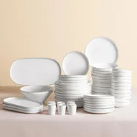 KARACA Streamline New Saturn Platinum 59-teiliges Porzellan-Geschirrset für 12
