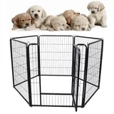 HENGMEI Welpenauslauf Absperrgitter Hund, 80cm Hundebox Hundegitter Wohnung Faltbar Hundekäfig Laufstall für Hunde, Katze, Kaninchen Innen und Outdoor, 6 Teilig