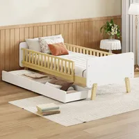 XDOVET Kinderbett mit 2 Schubladen 90 x 190 cm Kiefer massiv weiß