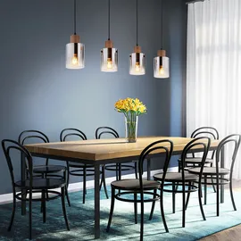 GLOBO Pendelleuchte 4-flg. 60 cm rechteckig Glas braun