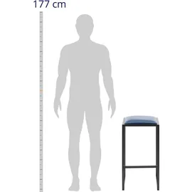 Royal Catering Barhocker - 2er-Set - Schwarz/Blau - mit Polsterung -