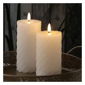 MARELIDA Twist LED Stumpenkerze 15 cm weiß