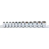 BGS Steckschlüssel-Einsatz-Satz, Sechskant Antrieb Innenvierkant 10 mm (3/8 SW 8 - 19 mm 12 teilig