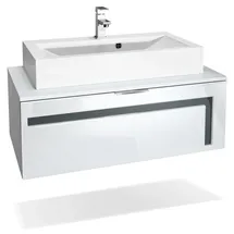 Vladon Waschbeckenunterschrank 96 x 36 cm Grau/Weiß Matt/Weiß Glänzend