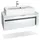 Vladon Waschbeckenunterschrank 96 x 36 cm Grau/Weiß Matt/Weiß Glänzend