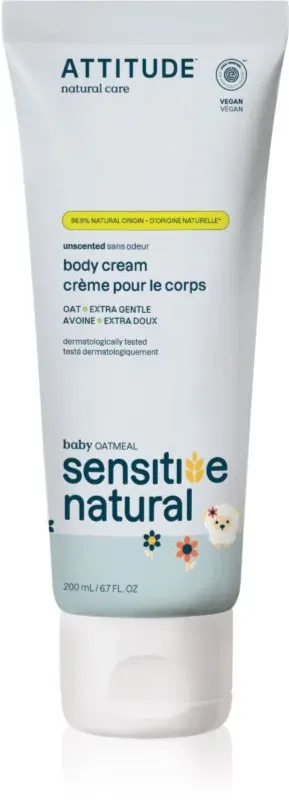 Attitude Sensitive Natural Baby Oatmeal hydratisierende und beruhigende Creme für empfindliche Oberhaut für Kinder 200 ml