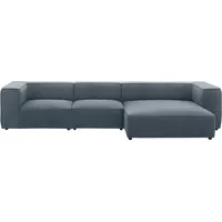 W.Schillig Ecksofa »around-the-block«, mit eleganter Biese, mit Federkern, Breite 341 cm blau