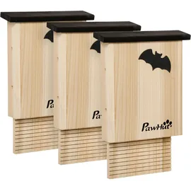 PawHut Fledermauskasten 3er-Set Fledermaushaus Nistkasten für Fledermäuse, zum Aufhängen Tannenholz 25 x 6 x 37,5 cm Natur Holz