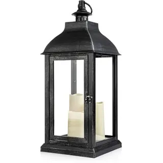 ELAMBIA Outdoor-Laterne Rotationslicht inkl. 3 LED-Kerzen Timer, 24x24x59cm