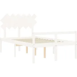 vidaXL Seniorenbett mit Kopfteil Weiß Massivholz