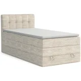 Deine Möbel 24 Boxspringbett, Ecru, Textil, H3 + H4, 90x200 cm, Schlafzimmer, Betten, Boxspringbetten