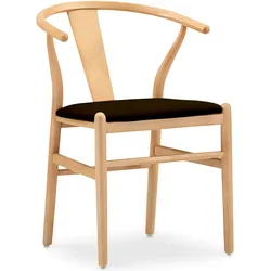 Stuhl Harald mit Eschengestell und wasserdichtem Kissen in Schwarz für die Gastronomie. Innenmöbel für Bar, Restaurant und Café.