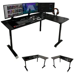 XROCKER Panther XL Ambi - Gaming Eckschreibtisch mit Mousepad & wechselseitiger Montage