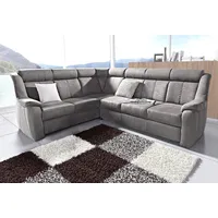 Ecksofa SIT & MORE "Basel L-Form" Sofas Gr. B/H/T: 261cm x 98cm x 211cm, Luxus-Microfaser ALTARA NUBUCK, langer Schenkel rechts, ohne Relaxfunktion, grau wahlweise mit Relaxfunktion