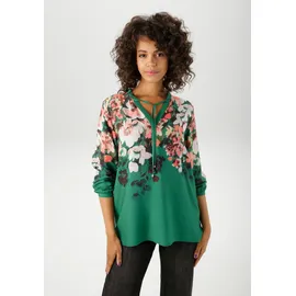 Aniston CASUAL Schlupfbluse mit farbenfrohen Blüten Schwarz 42