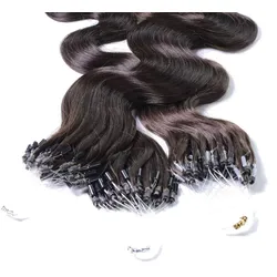 hair2heart Microring Extensions Echthaar #5/0 Hellbraun 1g 50cm Schwarz Damen 