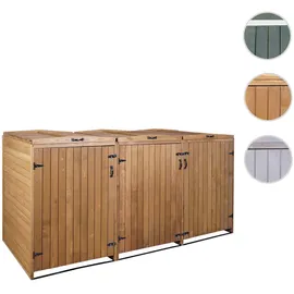 MCW XL 3er-/6er-Mülltonnenverkleidung MCW-H74, Mülltonnenbox, erweiterbar 126x238x98cm Holz MVG ~